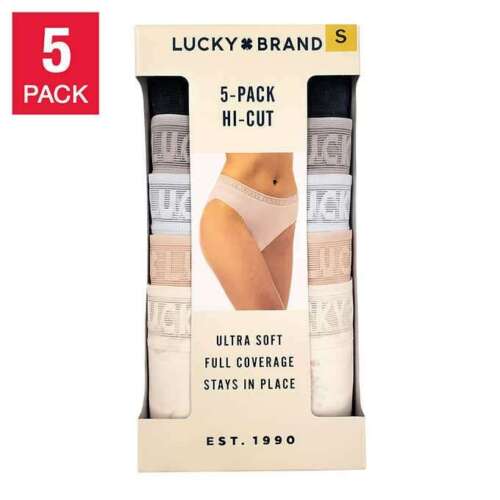 Lucky Brand Women's Hi Cut Panties Ultra Soft,5-Pack