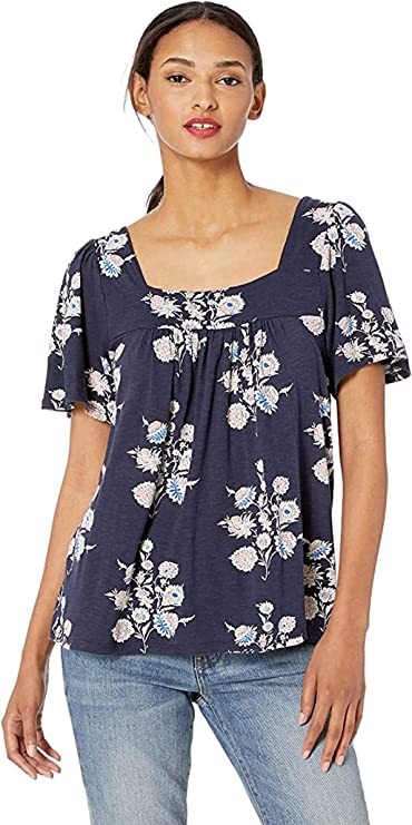 Lucky Brand Women's Square Neck Short Sleeve Top