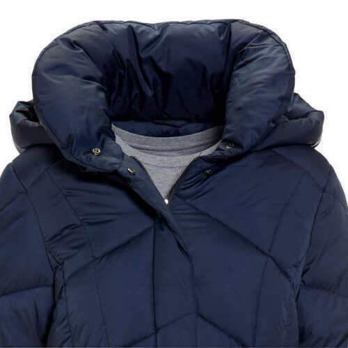 Madden NYC Women's Full Zip and Button Removable Hood Puffer Jacket