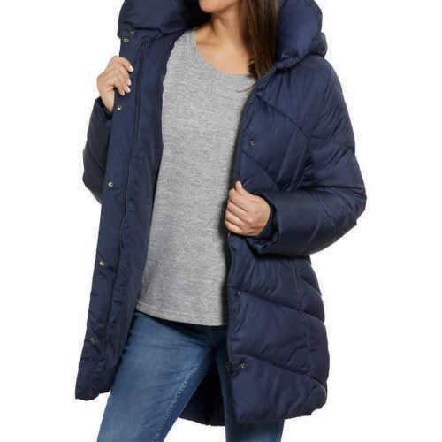 Madden NYC Women's Full Zip and Button Removable Hood Puffer Jacket