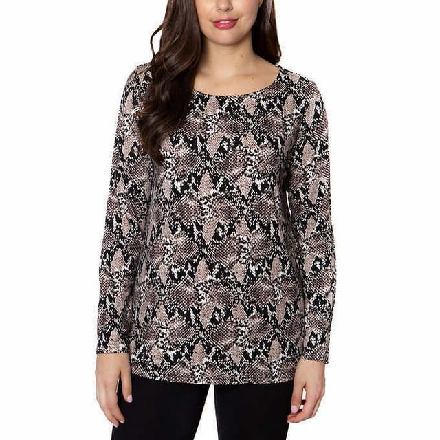 Mario Serrani Women's Crew Neck Long Sleeve Tunic Top