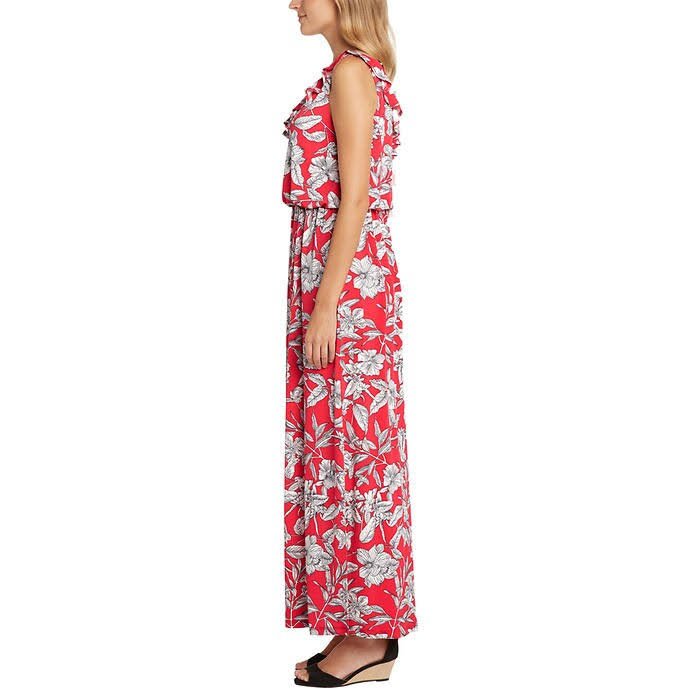 Matty M Women's Ruffle Front Maxi Long Dress