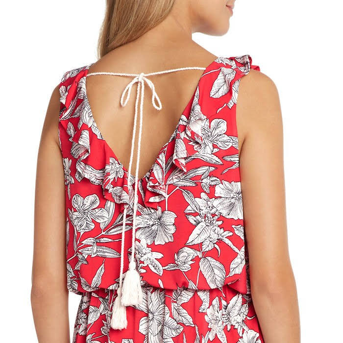 Matty M Women's Ruffle Front Maxi Long Dress