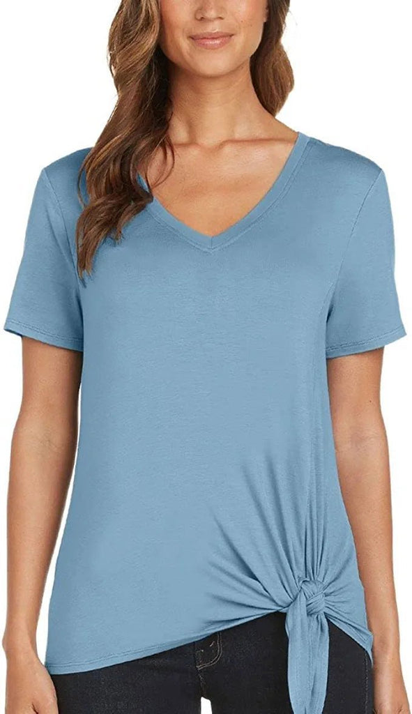 Matty M Women's V-Neck Side Tie Tee