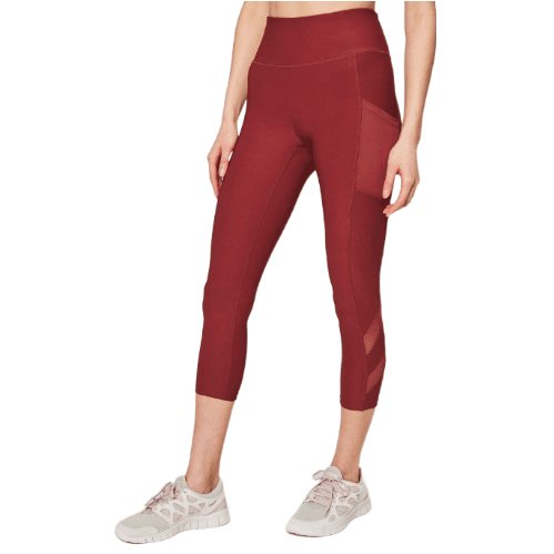 Mondetta Women's Midweight High Waisted Mesh Capri Legging