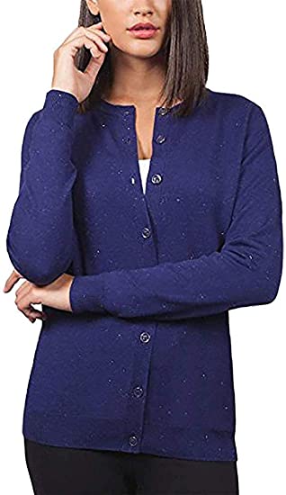Nicole Miller Women's Metallic Yarn Cardigan Sweater