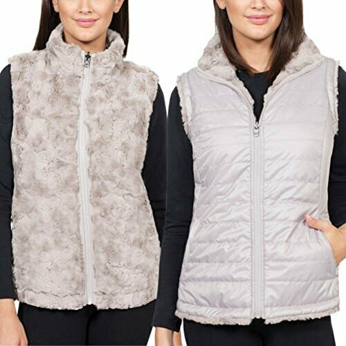 Nicole Miller Women's Reversible Faux Fur Vest