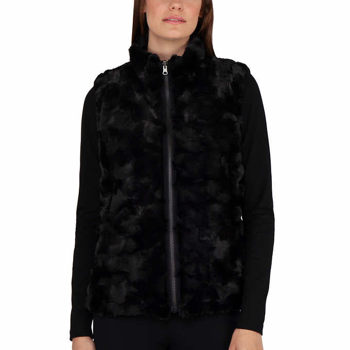 Nicole Miller Women's Reversible Faux Fur Vest