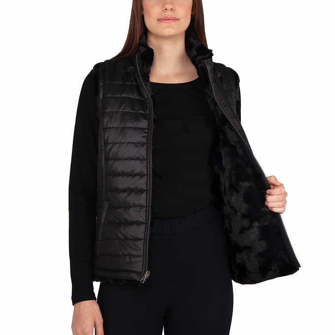 Nicole Miller Women's Reversible Faux Fur Vest