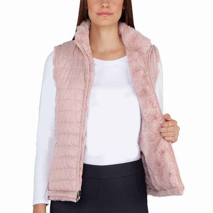 Nicole Miller Women's Reversible Faux Fur Vest