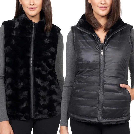 Nicole Miller Women's Reversible Faux Fur Vest