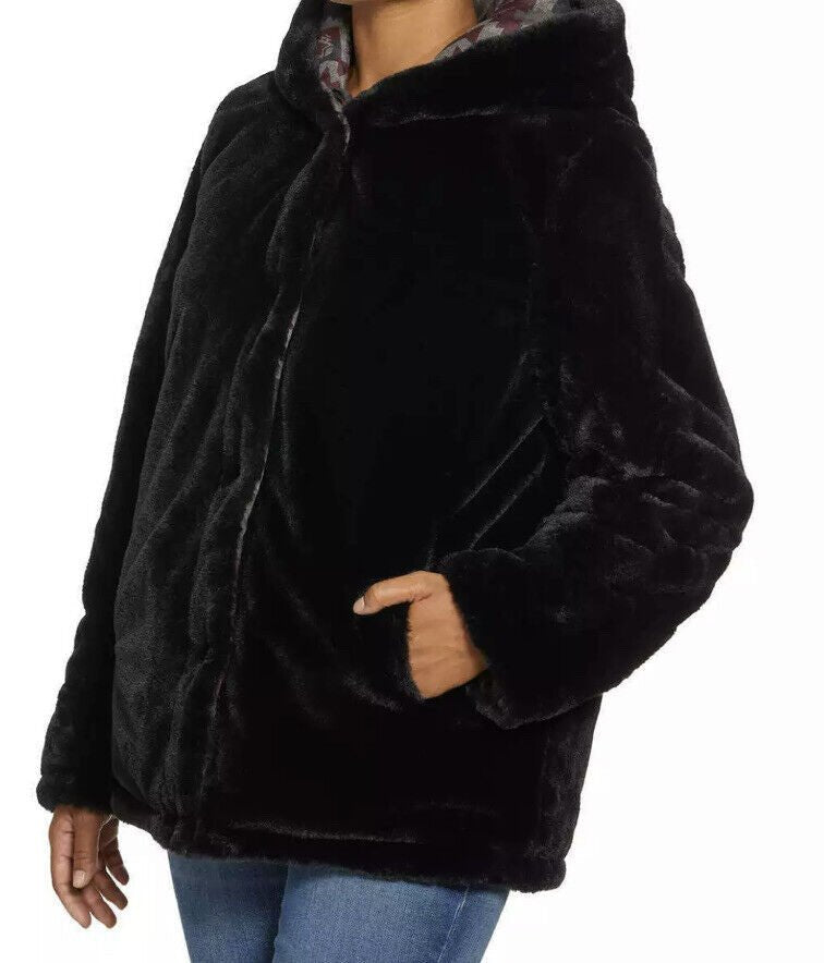 Pendleton Women's Reversible Faux Fur Printed Coat Jacket