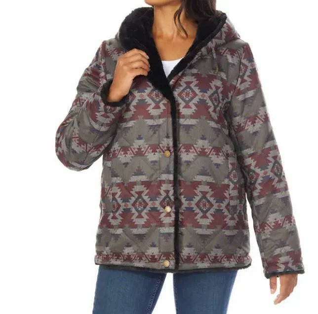 Pendleton Women's Reversible Faux Fur Printed Coat Jacket