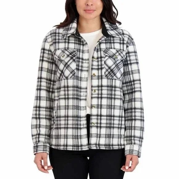 Sage Women's Long Sleeve Plaid Shirt Jacket