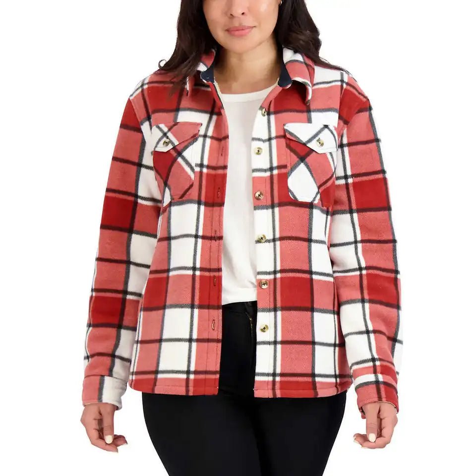 Sage Women's Long Sleeve Plaid Shirt Jacket