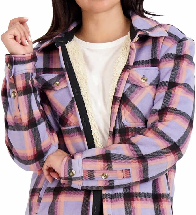 Sage Women's Long Sleeve Plaid Shirt Jacket