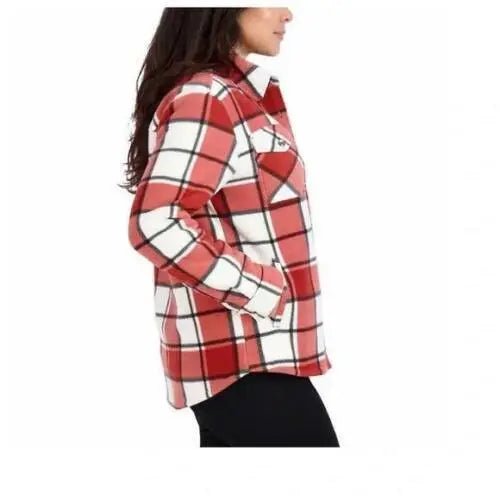 Sage Women's Long Sleeve Plaid Shirt Jacket