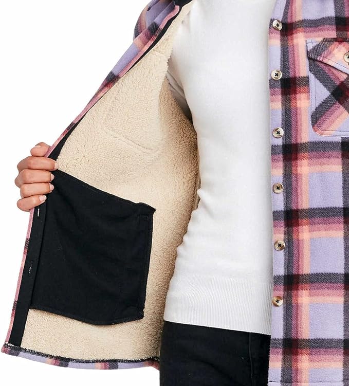 Sage Women's Long Sleeve Plaid Shirt Jacket