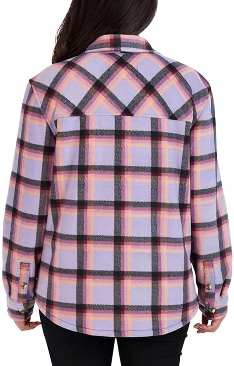 Sage Women's Long Sleeve Plaid Shirt Jacket