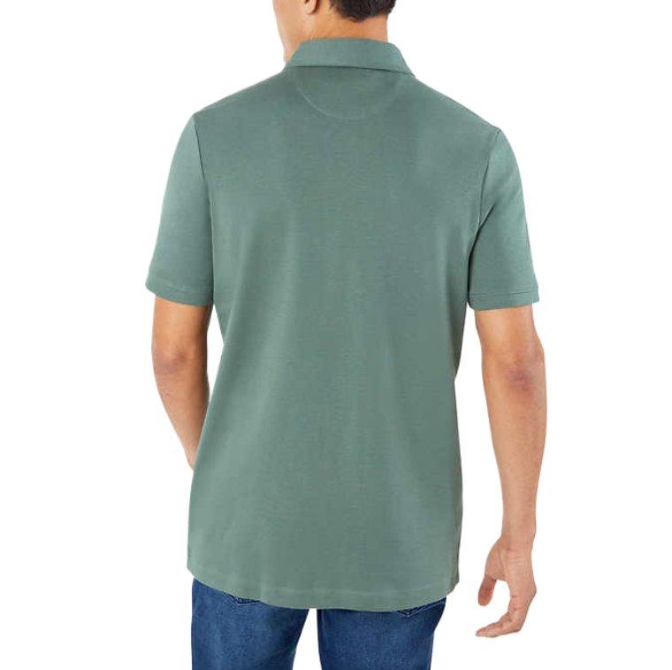 Tahari Men's Soft Knit Two Button Chambray Placket Polo Golf Shirts