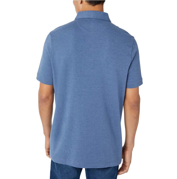 Tahari Men's Soft Knit Two Button Chambray Placket Polo Golf Shirts