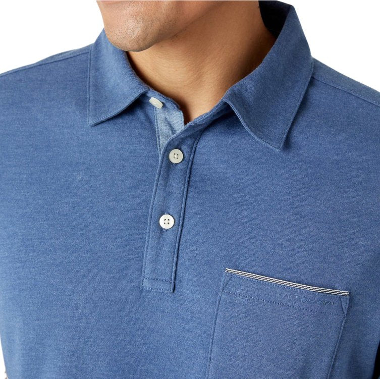 Tahari Men's Soft Knit Two Button Chambray Placket Polo Golf Shirts