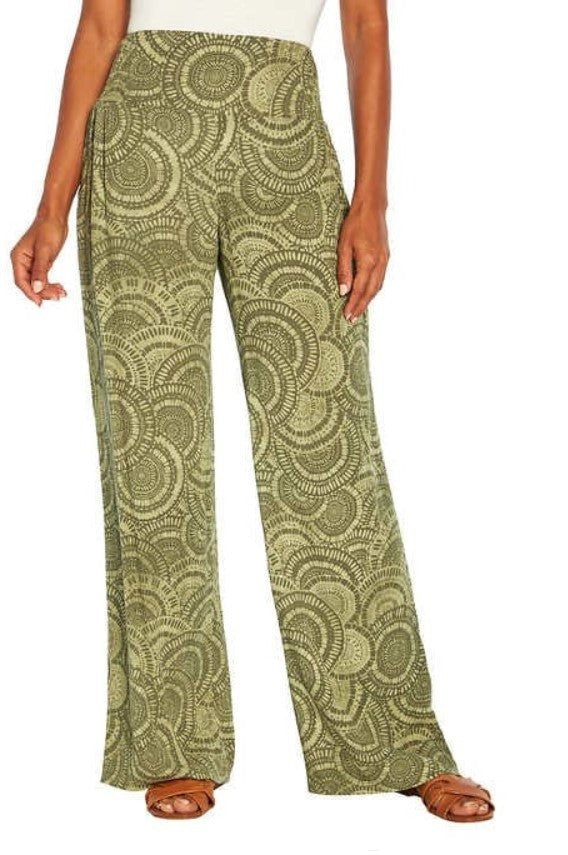 Three Dots Printed Pant: Stylish women's pants with vibrant prints, perfect for any occasion.