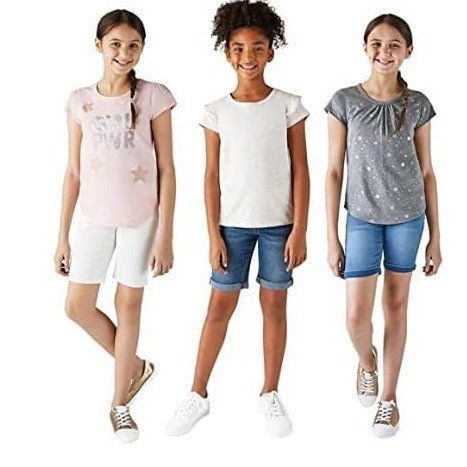Girl's Short Sleeve Scoop Neck T-Shirt 3-Pack - Stylish and Vibrant Girls' Tee Set by Vigoss