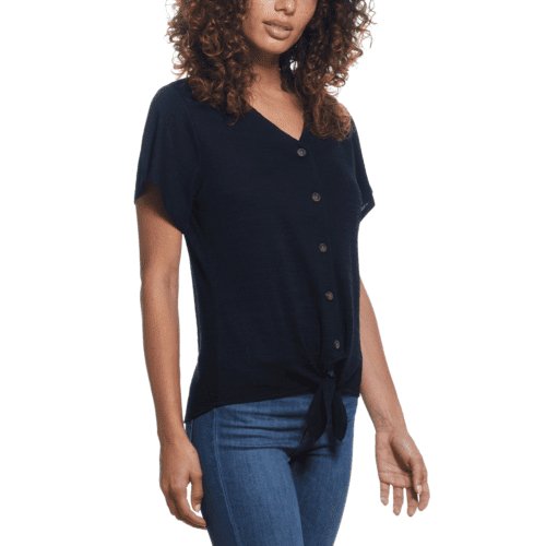 Weatherproof Vintage Tie Front Top - Elegant & Durable | Shop Now!