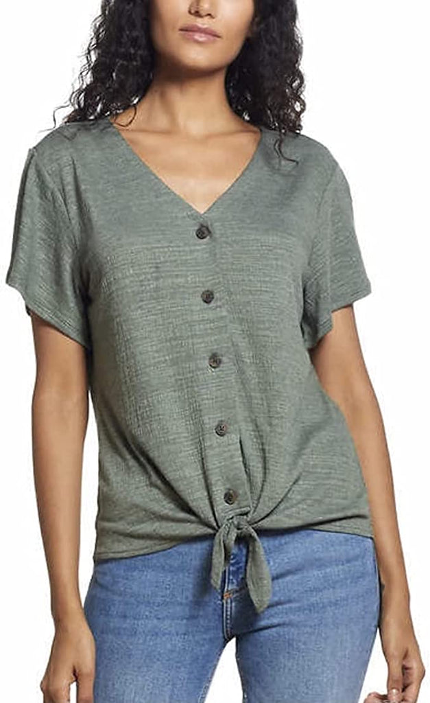 Weatherproof Vintage Tie Front Top - Elegant & Durable | Shop Now!