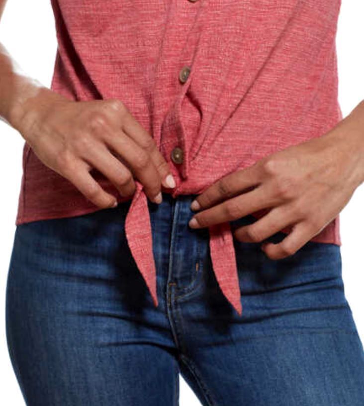 Weatherproof Vintage Tie Front Top - Elegant & Durable | Shop Now!